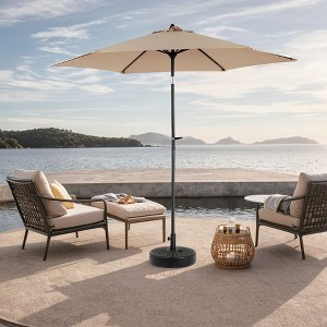 Sapphtopaz 9Ft Outdoor Patio Umbrella Market Table Umbrella 6 Sturdy Ribs with Crank and Push Button Tilt for Garden, Pool, Backyard - 1 of 4