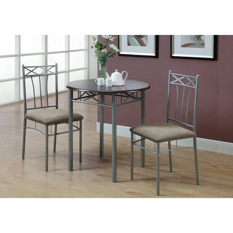 Dining Table Set - Cappuccino/Silver (Set of 3) - EveryRoom, 3 of 7