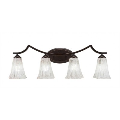 Toltec Lighting Zilo 4 - Light Vanity in  Dark Granite with 5.5" Fluted Italian Ice Shade