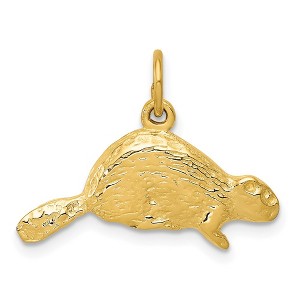 Black Bow Jewelry 14k Yellow Gold Textured Beaver Charm or Pendant - 1 of 4