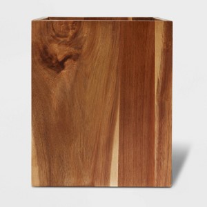 Wastebasket Medium Acacia Natural - Threshold™: Elegant Wood Design for Bathroom Decor, 4.3L Capacity - 1 of 4