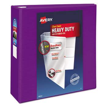 Avery Heavy-Duty View Binder with DuraHinge and Locking One Touch EZD Rings, 3 Rings, 4" Capacity, 11 x 8.5, Purple