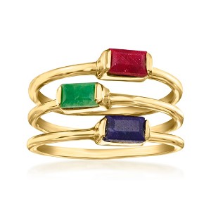 Ross-Simons 1.10 ct. t.w. Multi-Gemstone Jewelry Set: 3 Stackable Rings in 18kt Gold Over Sterling - 1 of 4