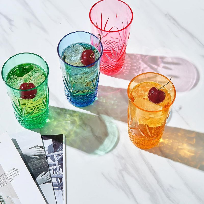 Khen's Shatterproof Vibrant Colored Tall Acrylic Drinking Glasses, Luxurious & Stylish, Unique Home Bar Addition - 4 pk, 5 of 8
