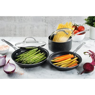 Granite-Coated Black Aluminum 10-Piece Nonstick Cookware Set