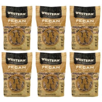 Western BBQ 78076 180 cu in. Premium Pecan Wood BBQ Charcoal Propane Grill/Smoker Cooking Chips (6 Pack)