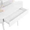 Gulches Modern Corner Makeup Vanity Desk with Large Storage, LED Mirror & Stool, Brightness Adjustable, Space-Saving for Small Places, White - 3 of 4