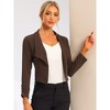 INSPIRE CHIC Women's Regular Fit Notched Lapel Ruched Sleeve Business Crop Blazer - 2 of 4