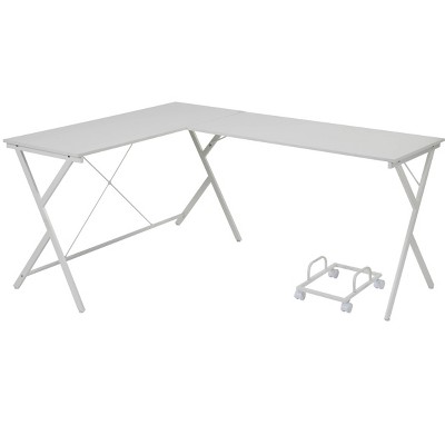 Vynxaria White Corner Desks Finish Computer Desk Modern Home Office Workstation with Sleek Design