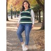 Agnes Orinda Women's Plus Size Sleeveless Casual V-Neck Striped Knit Sweater Vests - 3 of 4
