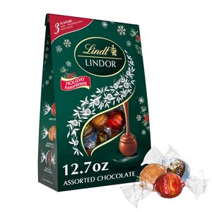 Lindt LINDOR Christmas Assorted Chocolate Candy Truffles Green Bag - 12.7oz - 1 of 4