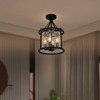 PAKOKULA 4-Light Modern Black Lantern Semi-Flush Mount with Crystal Teardrop Pendant Shade - 2 of 4