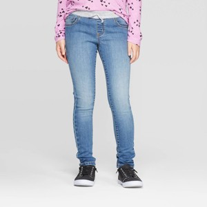 Girls' Mid-Rise Knit Waist Pull-On Skinny Jeans - Cat & Jack™ - 1 of 3