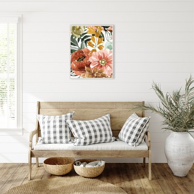 Beaded Perimeter Floral Watercolor Canvas Wall Art, 23 x 28