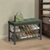 Shoe Bench, Storage Bench, Entryway Bench with Cushion, Shoe Shelf with Seat, Storage Organizer with Foam Padded Seat Linen Metal Frame - 3 of 4