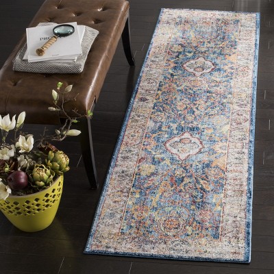 Coastal Breeze Blue and Light Grey 27" Synthetic Easy Care Rug