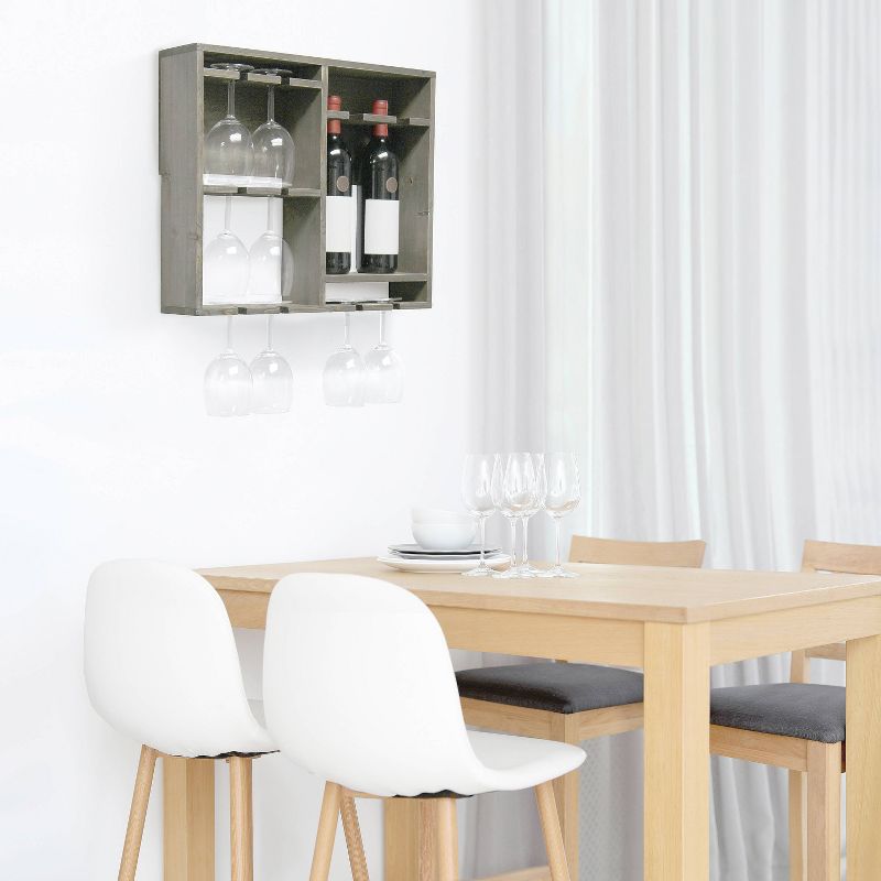 Bartow Wall Mounted Wood Wine Rack Shelf with Glass Holder - Elegant Designs, 3 of 9