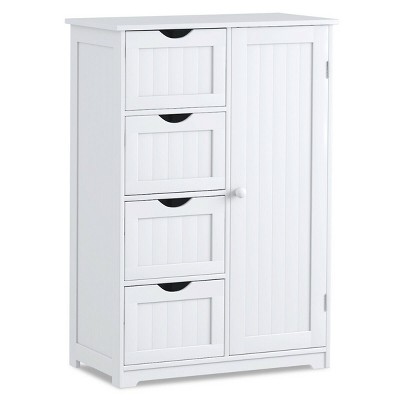 Costway Wooden 4 Drawer Bathroom Floor Cabinet Storage Cupboard 2 Shelves Free Standing White/Brown/Grey/Black, 5 of 11