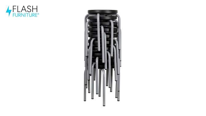 Flash Furniture Stackable Stool with Silver Powder Coated Frame, 2 of 6, play video
