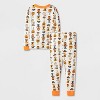 Toddler 4pc Peanuts Cotton Long Sleeve Halloween Pajama Set - Orange/White - 2 of 4