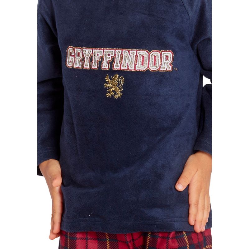 Harry Potter Gryffindor Lion Christmas Plush Holiday Toddler Plaid Pajama Set, 3 of 4