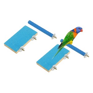 Unique Bargains Bird Perch Stand Wooden Parrot Perch Stand Toy Paw Grinding Stick Bird Cage Accessories 4 Pcs - 1 of 4