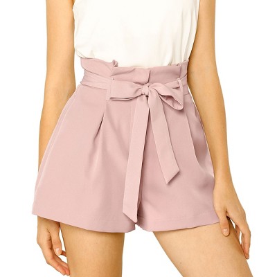 Allegra K Women's High Waist Bow Tie Short Paper Bag Shorts Pink X-large :  Target