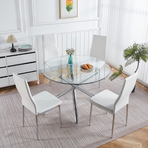 5-Piece Dining Set with Glass Table and Four Chairs - 1 of 4