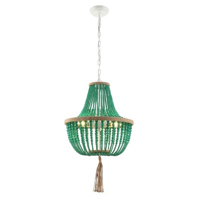Contemporary Crystal White Beaded 21" Pendant Light