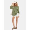 EXLURA Summer 3/4 Length Sleeve Womens Tops Casual Loose V Neck Tunic Tops Oversize T Shirts Solid Basic Tees Blouses 2025 - 3 of 4