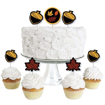 Big Dot of Happiness Fall Leaves - Dessert Cupcake Toppers - Fall Party Clear Treat Picks - Set of 24