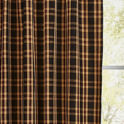 Cambridge Black and Wine Plaid Cotton Rod Pocket Panels