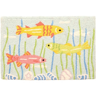 Jellybean Candy Colored Fish Doormat – 20"x30" Indoor/Outdoor Rug, Washable Entry Mat