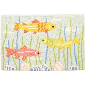 Jellybean Candy Colored Fish Doormat – 20"x30" Indoor/Outdoor Rug, Washable Entry Mat - 1 of 3