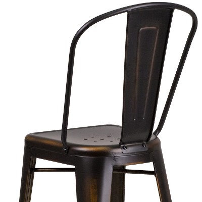 Distressed Copper Metal 30" Bar Stool with Slat Back