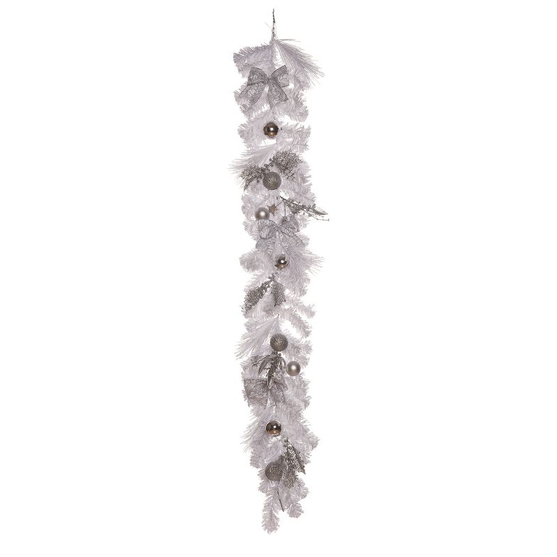 Transpac Artificial 60 in. White Christmas Decorative Garland, 1 of 2