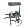 Sunnydaze Rustic, Vintage Flower Cart Display Stand Candy Cart with Wheels for a Wedding, Party, or Event - Gray - 4 of 4