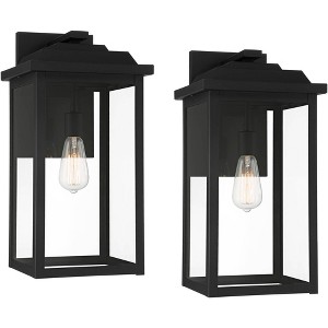 John Timberland Eastcrest Modern Outdoor Wall Light Fixtures Set of 2 Textured Black Metal 20 1/2" Clear Glass for Post Exterior Barn Deck - 1 of 4