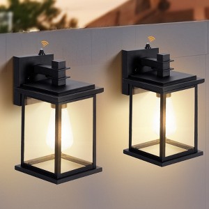 Captiva Designs Dusk to Dawn Outdoor Wall Lights 2 Pack, Waterproof Aluminum Porch Sconces with Seeded Glass - 1 of 4
