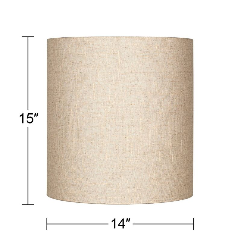 Springcrest Set of 2 Tall Drum Lamp Shades Oatmeal Medium 14" Top x 14" Bottom x 15" High Spider Replacement Harp and Finial Fitting, 5 of 9