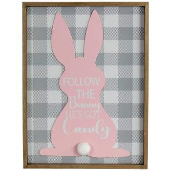 Northlight 15.75" Framed "Follow the Bunny He's Got Candy" Easter Wall Sign