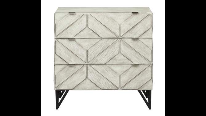 Timmie Mid-Century Modern 3 Drawer Storage Accent Chest Rubbed White - Treasure Trove, 2 of 8, play video