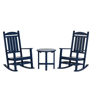 WestinTrends 3 Piece Outdoor Porch Rocking Chairs with Round Side Table Set - 1 of 4