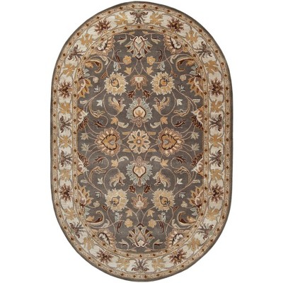Mark & Day Paris 6'x9' Oval Tufted Indoor Area Rugs Khaki: Wool Floral Traditional Stain-Resistant for Living Room