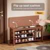 CAVINAS Mid-Century Rubberwood Shoe Rack Bench with Hidden Storage,3-Tier Adjustable Shoe Cabinet Organizer for Entryway,Hallway,Balcony,Walnut - 3 of 4