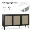 ORRD Rattan Sideboard Buffet Cabinet with 3 Doors - Modern Storage Console for Kitchen, Entryway & Living Room,Black - 2 of 4