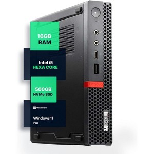 Lenovo ThinkCentre M720Q Micro Computer | Hexa Core Intel i5 (1.7) | 16GB DDR4 RAM | 500GB NVMe | Windows 11 Pro | Manufacturer Refurbished - 1 of 4
