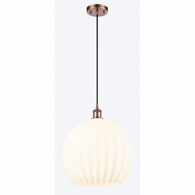 White Venetian - 1 Light Cord Hung Pendant In Modern Style-16.63 Inches Tall and 13.75 Inches Wide
