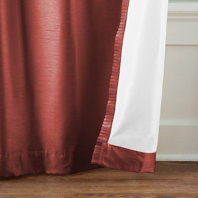 Rouge Faux Silk Room Darkening Curtain Panel with Tieback