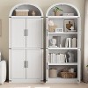 72" Tall Arched Farmhouse Bookcase with Doors, Wooden Display Cabinet with Storage Shelves - 3 of 4